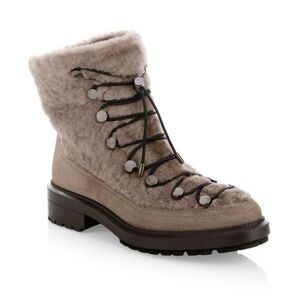 Aquatalia Lorena shearling trim suede ankle boots. 🤎